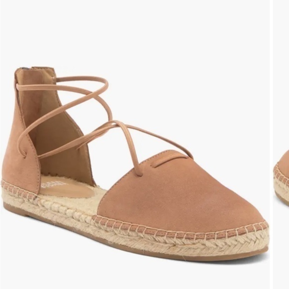 Eileen Fisher Lace Up Espadrilles Sandals Boho Casual Summer Vacation Tan 7.5